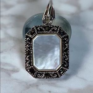 Vintage Sterling Mother of Pearl and Marcasites Pendant